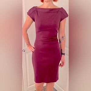 DVF| Diane von Furstenberg Capped Sleeve Bateau Neck Ruched Waist Light Wool ZB4